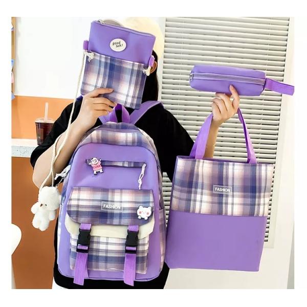 Purple Women Backpack Set Waterproof Aesthetic Backpack Set For Girls Students
