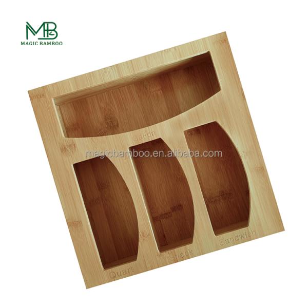 Bamboo Ziplock Bag Storage Organizer Natural Bamboo Plastic Wrap Storage And Dispenser