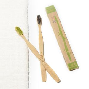 Green Compostable Plastic Free Natural Bamboo Charcoal Toothbrush Custom Logo