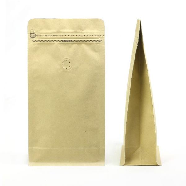 Buy side gusset kraft paper flat bottom tea pouch 1kg coffee packaging zipper bag with valve at wholesale prices