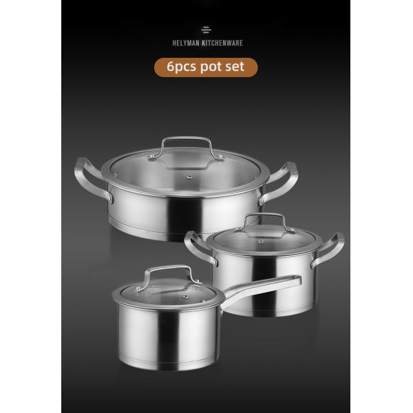 Factory Price Silver Kitchen Sauce Pot Soup Pot Fry Pan Cooking Pot Set Cookware Sets With Glass Lid