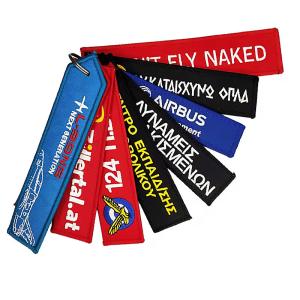 Custom Logo Promotional Gift Keychains Double Sided Woven Fabric Embroidery