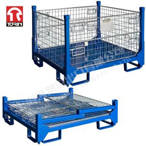 Quality Torin LK48 Folding Semi Open Steel Wire Cage Wire Mesh Pallet Container Metal Pallet for sale