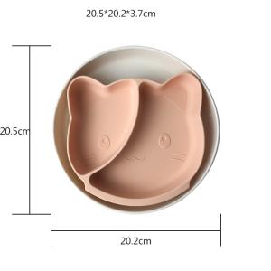 BPA Free Silicone Baby Tray Cat Shape Tableware Feeding Plate Customized