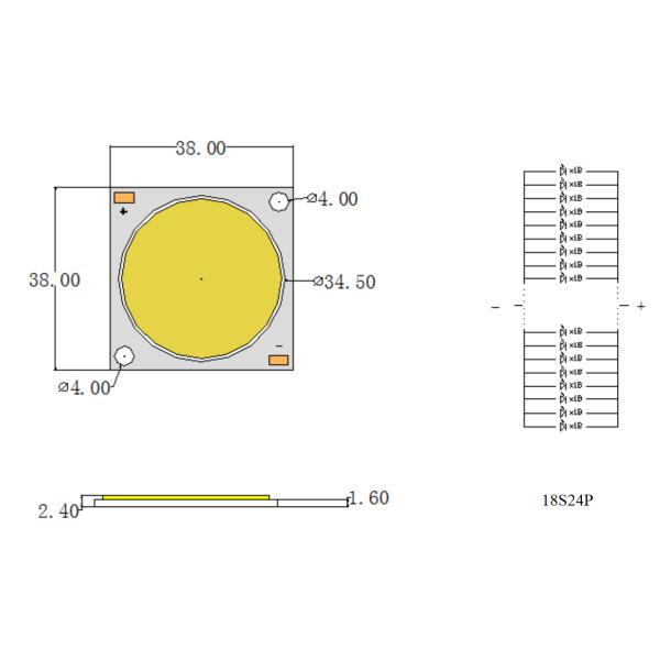 3838 High Power COB LED 200W 54V-57V 2700-6500K 80Ra RoHS Compliant