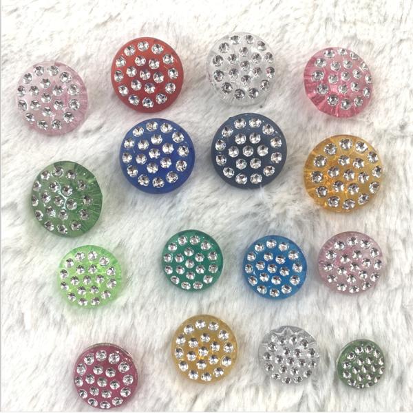 wholesale large quantity plastic shirt coat button shine stone button for garment