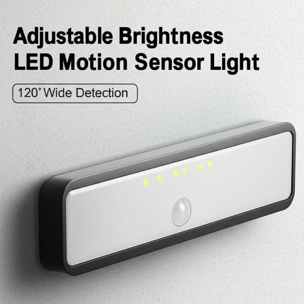 Adjustable Brightness Wireless Rechargeable LED Motion Sensor Light 120° Wide