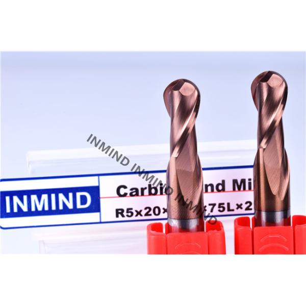 10 mm High Precision Ball Nose End Mill with HRC55 TiSiN Coating , 0.5 UM grain size