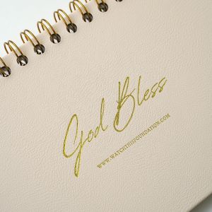 Quality Logo Custom PU Leather Cover Notebook A5 Size Spiral Binding Designed Hardcover Monthly Planner for sale