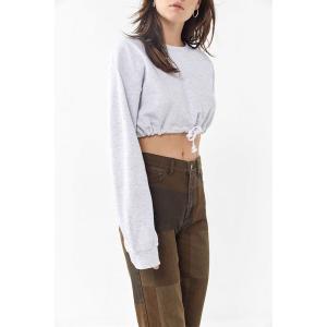 Fall Drawstring Hem Cropped Sweatshirt