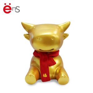 ODM Golden Plastic Cow Piggy Bank EN71 ASTM F963 certification