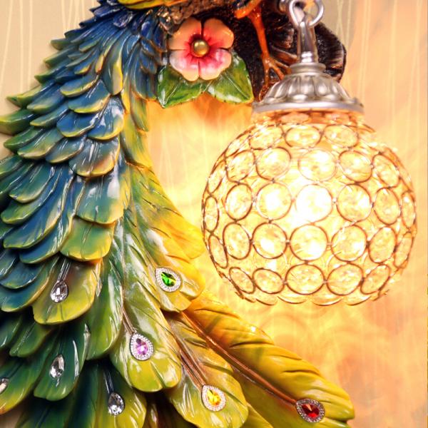Crystal Wall Lamp Bohemia Peacock Retro Wall Light Bedside Lamp (WH-VR-61)