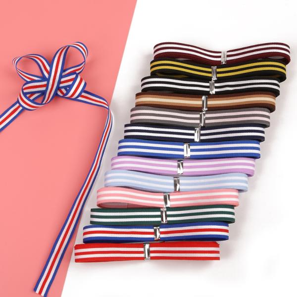 Superior Quality Polyester Wired Craft Ribbon Red White Blue Striped Jacquard Ribbon For Clothing
