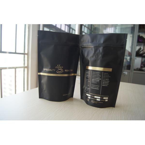 Buy Matt Black Tea Bags Packaging Stand Up with Degassing Valve at wholesale prices