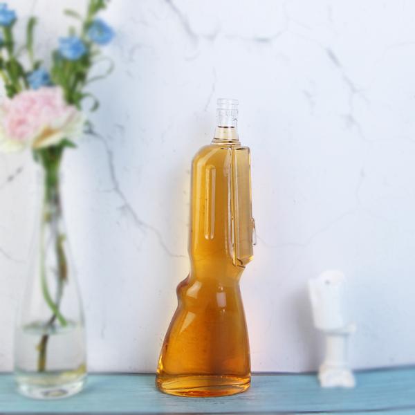 500ml Whisky Glass Bottle Gun Shape Open Mold 700ml Vodka Bottle for Beverage Industry