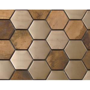 Metallic Copper Mosaic Tile Backsplash , Hexagon Stainless Steel Subway Tile