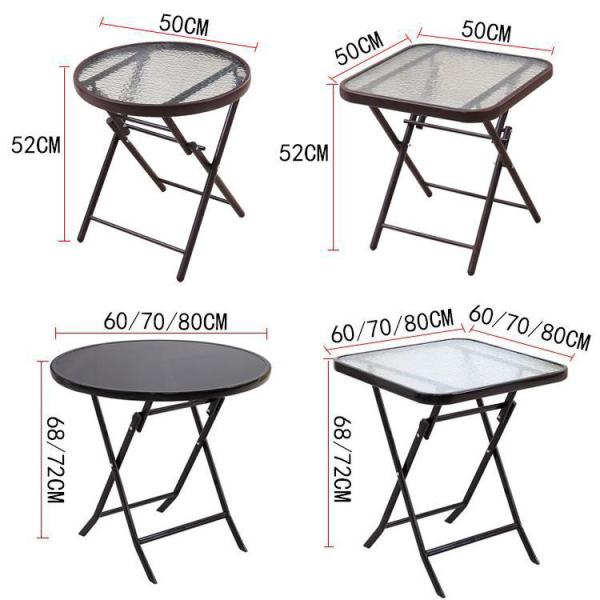 Metal Tempered Glass Folding Coffee Dining Table for Outdoor Camping Balcony Garden Patio
