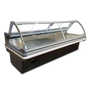 Commercial Refrigerated Showcase Cooked Food Display Cooler With Curved Glass