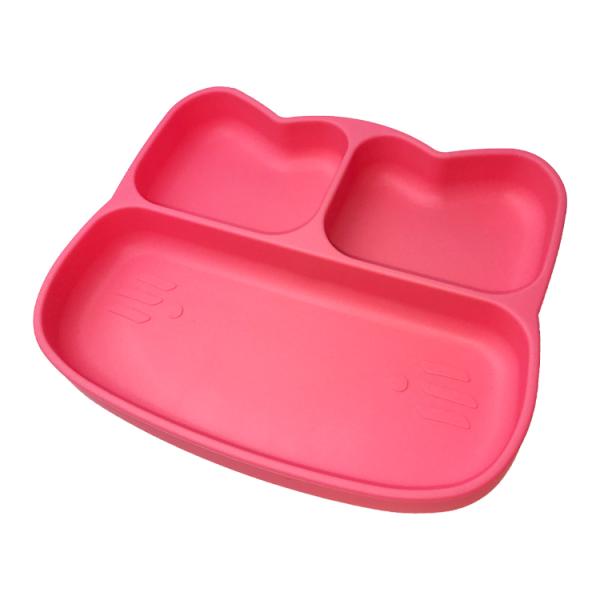 Silicone Suction Plate Oem Customized Food Grade Cat Shape Kids Feeding Set Baby