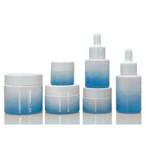 Empty Custom Blue Frosted Push Button Serum Dropper Bottle With Lids