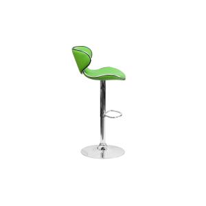 Soft Modern Green Bar Stools with Electroplate Metal Legs