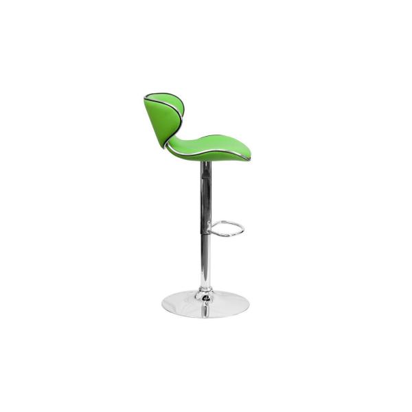 Soft Modern Green Bar Stools with Electroplate Metal Legs