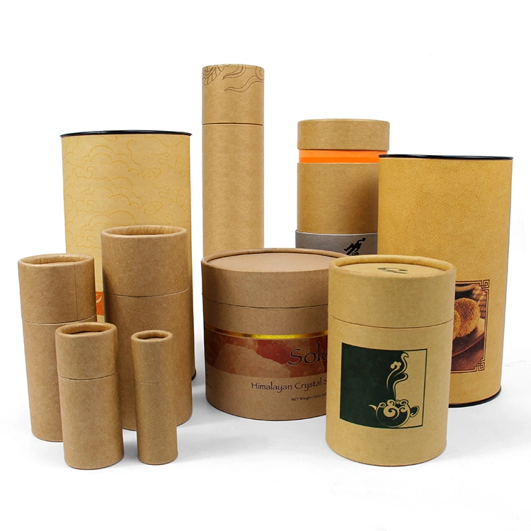 Firstsail Custom Eco Friendly Cardboard Cylinder Box Kraft Paper Tube Packaging with Handle for Water Bottle Food Coffee Bean Bath Salt Tea