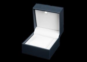 China High Grade Plastic Single Watch Box Dark Blue Internal White PU Material on sale