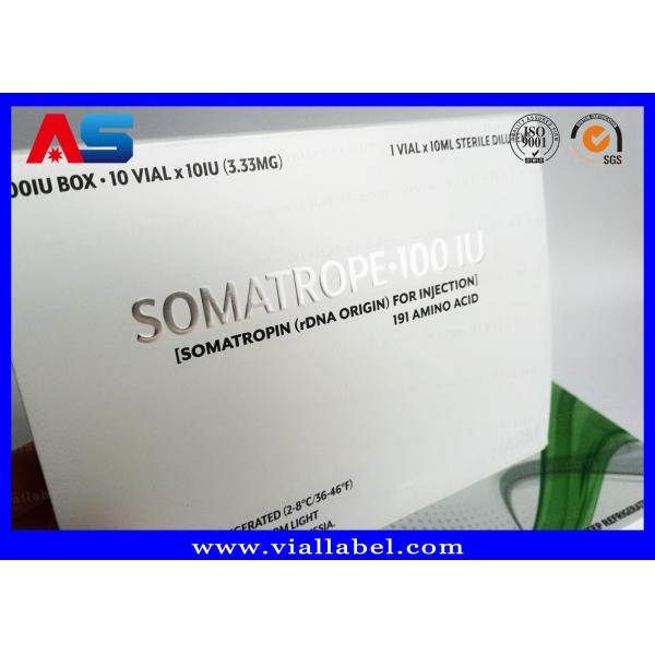 Buy Somatropin Bodybuilding Hcg Tablets Custom Pill Box / Medicine Carton Box paper box Silver foil at wholesale prices