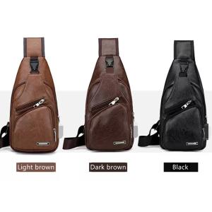 USB Charging Messenger Shoulder Strap Bag Reusable PU Leather