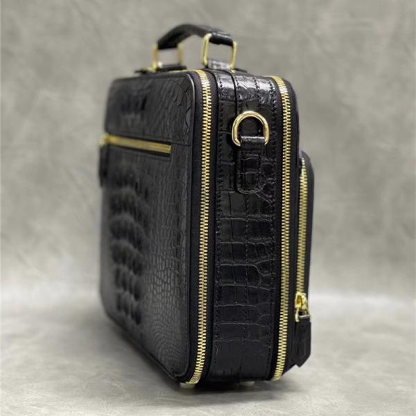 Exotic Alligator Leather Zipper Closure Men's Portfolio Bag Working Briefcase Genuine Crocodile Skin Male Handbag