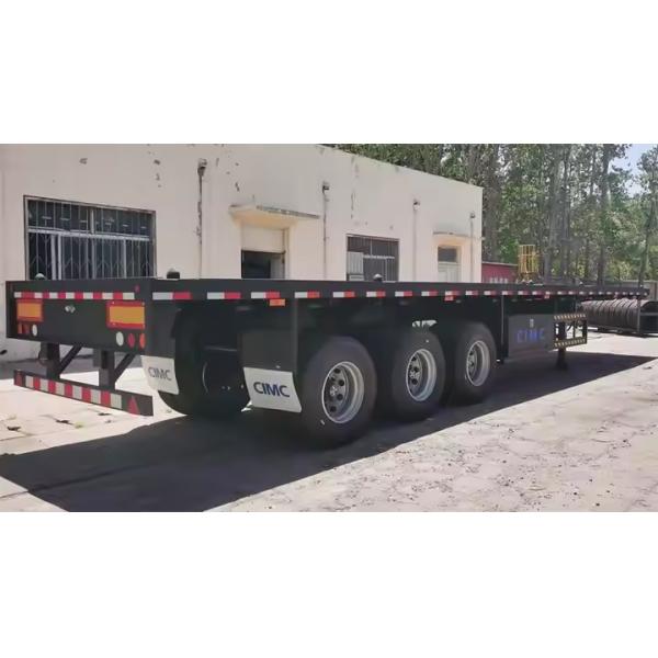 CIMC 2.00" King Pin 3mm Anti Slip Floor Plate With 12R22.5 Tire Specs 12 Set Twist Lock Flatbed Semi Trailer