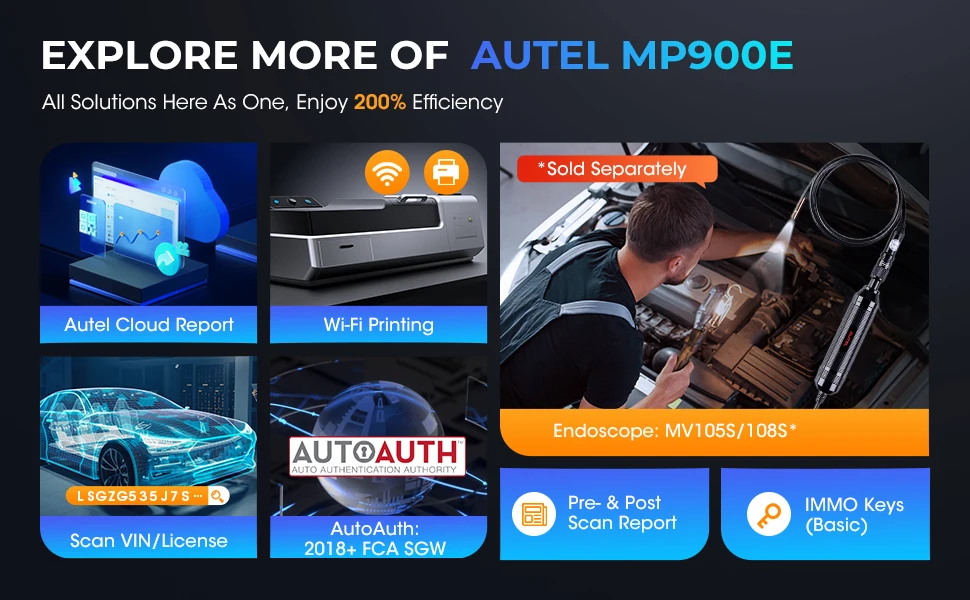 Autel MaxiPRO MP900E MP900 E OBD2 Scanner Diagnostic Tools Bi-Directional Key Coding Up of MP808 BT PRO MS906