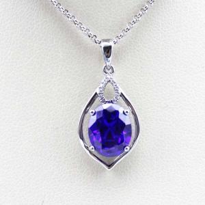 Fashion Jewelry 925 Silver 8mmx10mm Oval Created Amethyst Pendant (PSJ0422)
