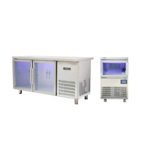 Air Cooled Glass Door Refrigerator , Multiply Shelves Under Worktop Freezer