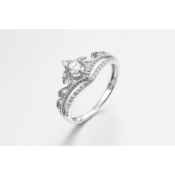 Buy 1.87g 925 Silver CZ Rings Sterling Silver Princess Crown Ring OEM at wholesale prices