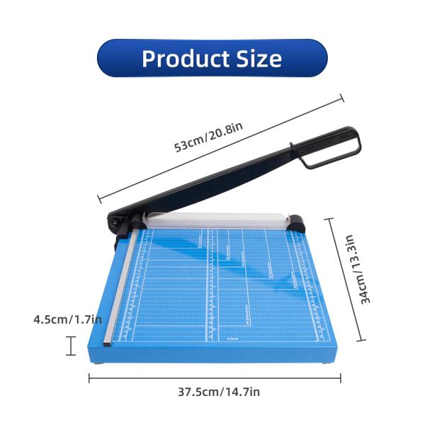 Professional A4 Manual Desktop Paper Cutter with Blue Base and Metal ABS Construction