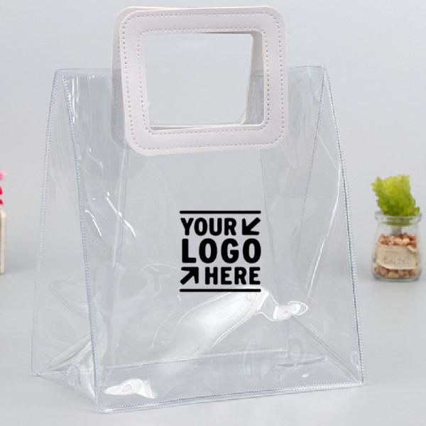 PVC Clear Gift Handbag Custom Logo Imprint Transparent PVC Tote Bag Hot Giftaway