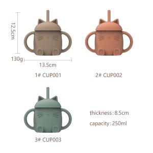 Printed Customization Drinking Silicone Sippy Cup With Straw