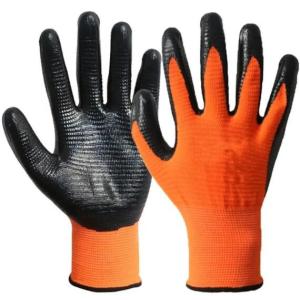 Nitrile Palm Coated Work Gloves U3 Nitrile Coated Knitted Gloves Polyester Zebra