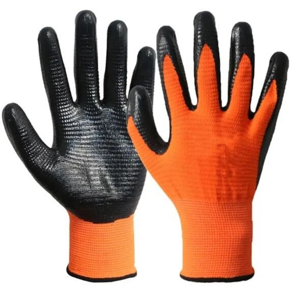 Nitrile Palm Coated Work Gloves U3 Nitrile Coated Knitted Gloves Polyester Zebra