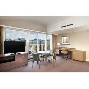 4 star Hotel room Bed Furniture Laminate bed with Leisure Chaise lounge and HPL