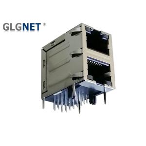 2 X 1 Stacked RJ45 Ethernet Connector Multiple Port With 1000 Base T Magnetic