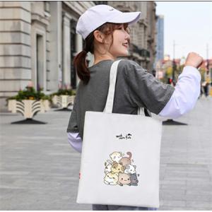 Customized Zipper Canvas Grocery Bags With 1 Pocket & Stationery Storage