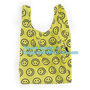 Supermarket polyester foldable non-woven bags fabric grocery shopping bag with