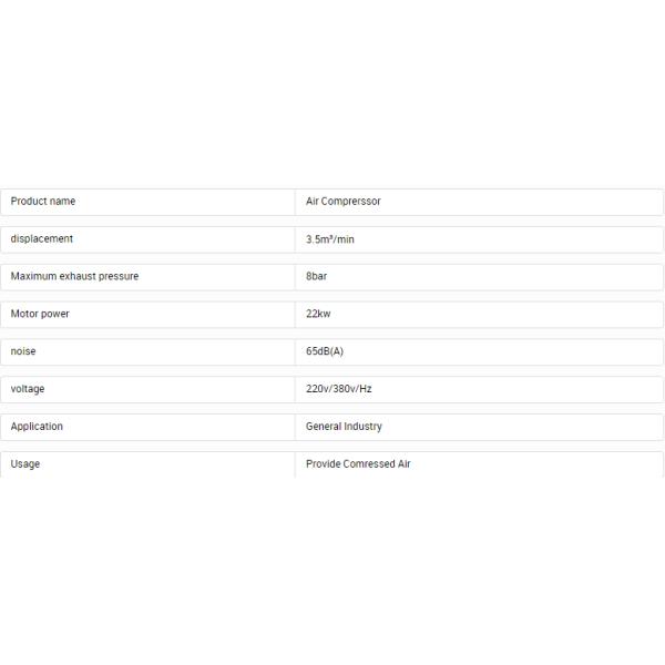 Variable Frequency 8 Bar-10 Bar Hot Sale 22 Kw 30HP Oil Iess Silent Screw Air Compressor
