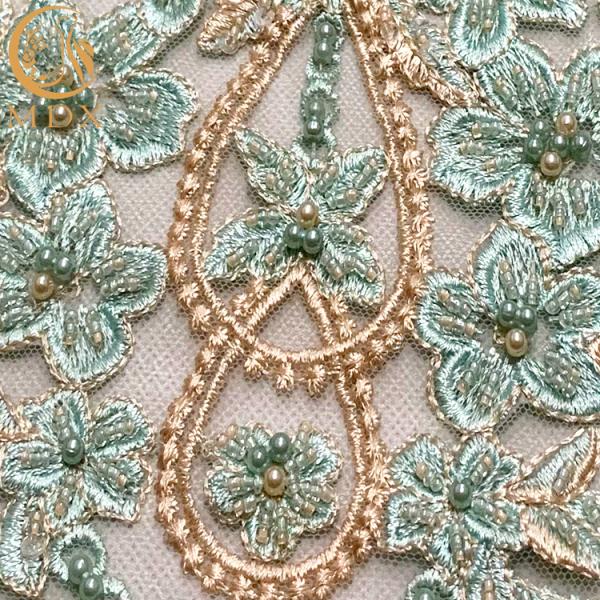 Fashion Luxury Beaded 3D Embroidery Lace Fabric For Clothing