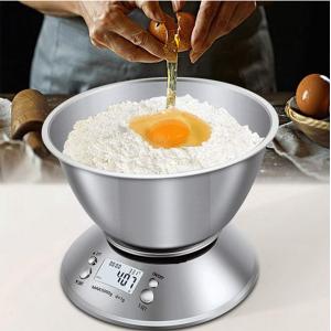 Detachable Metal Bowl Digital Stainless Steel Kitchen Scales Battery-Powered