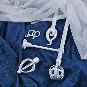 19MM Flaming Finial White And Silver Iron Material Curtain Rod Set Curtain