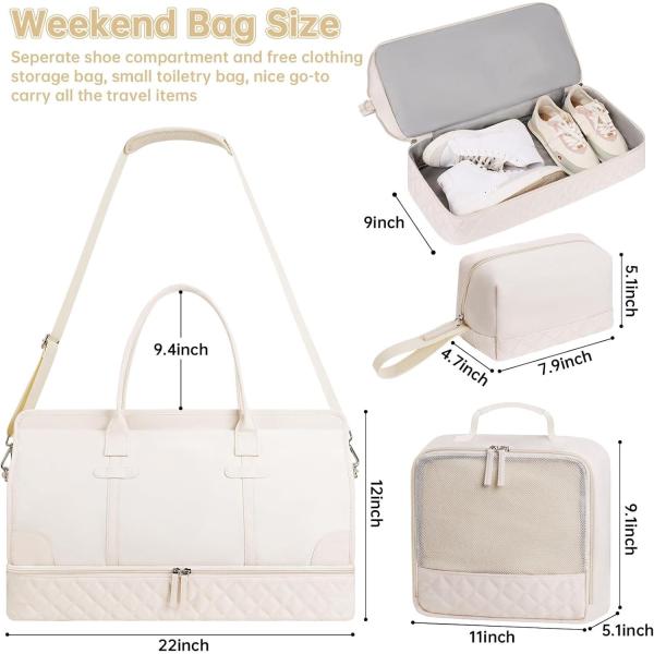 Large Size Beige Weekender Overnight Bag Hospital Travel Carry On Tote
